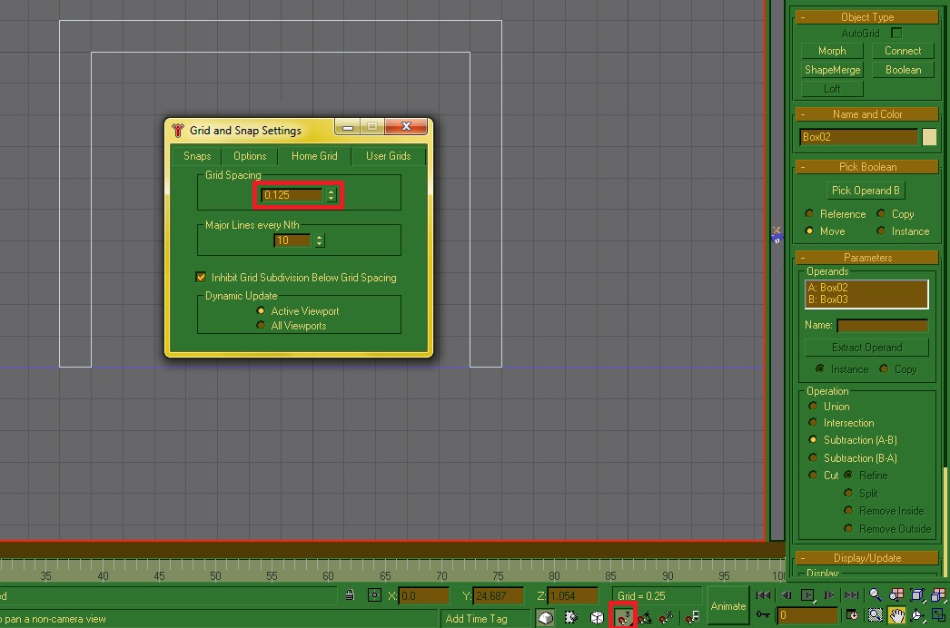 Grid spacing changed to .125