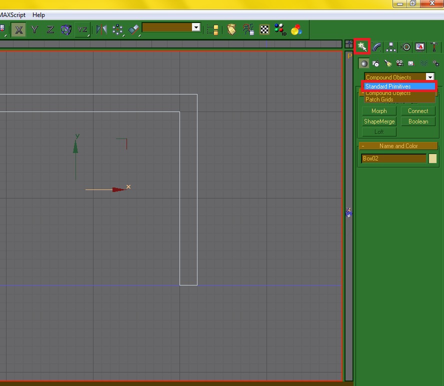 Create tab with Standard Primitives selected