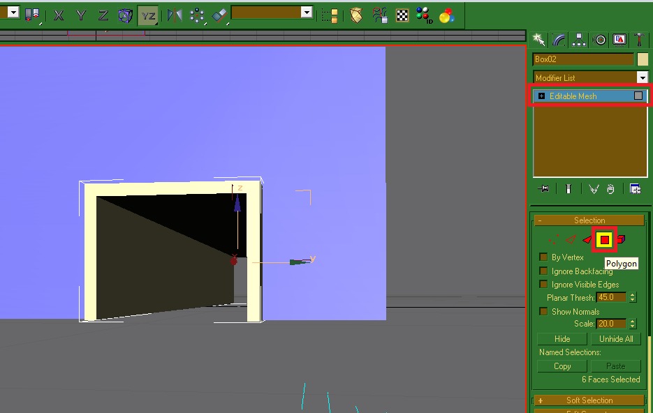 Editable Mesh polygon sub-object selected