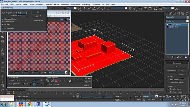 Selecting all faces before flattening