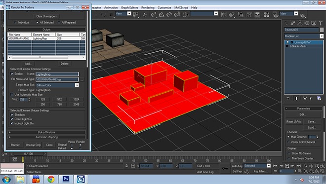 Render to Texture settings, Padding and Channel