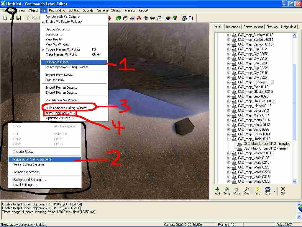 Level Edit VIS setup options
