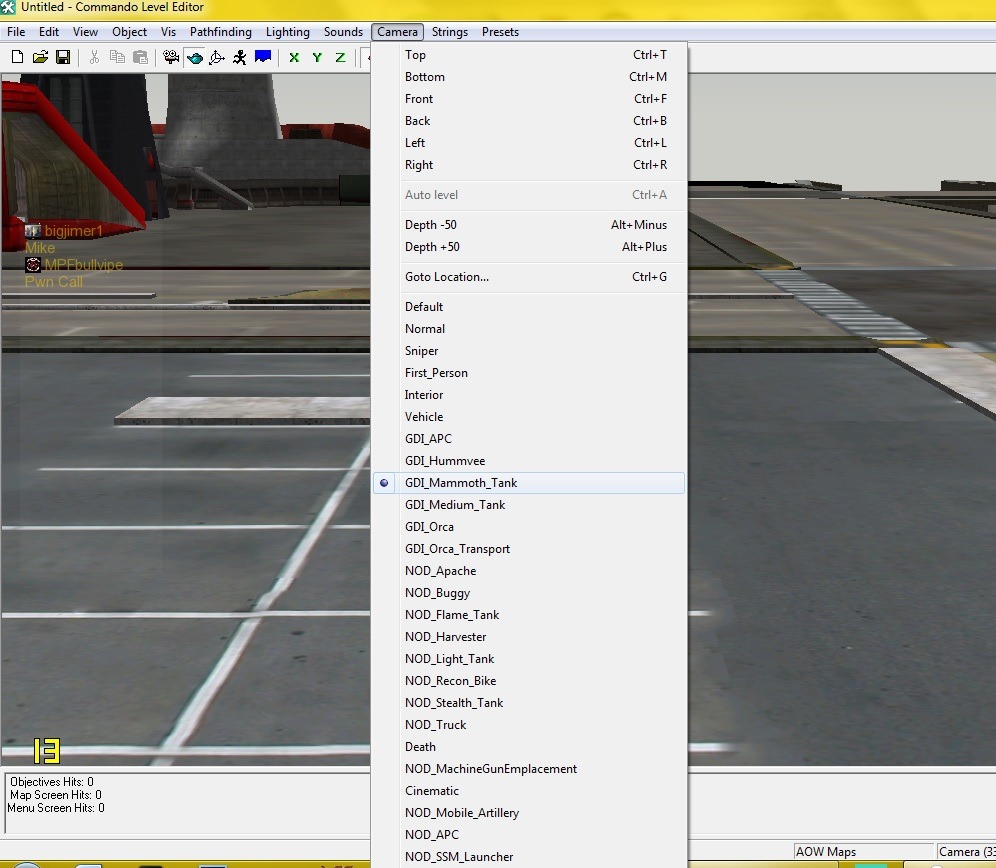 Camera tab with Mammoth Tank selected